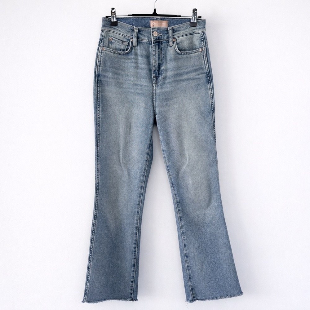 7 FOR ALL MANKIND Kick Flare Jeans | Size 25 | High Rise Cropped Raw Hem - Picture 11 of 11